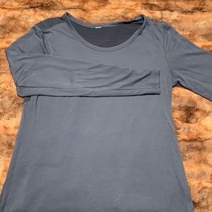 Gray Cotton Athletic Top with Mesh Detail on back